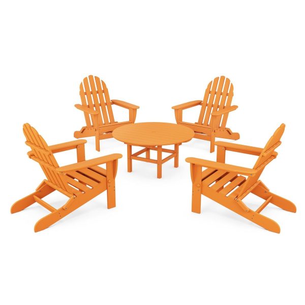 Classic Adirondack 5 Pc Recycled Plastic Seating Set in Tangerine by POLYWOOD