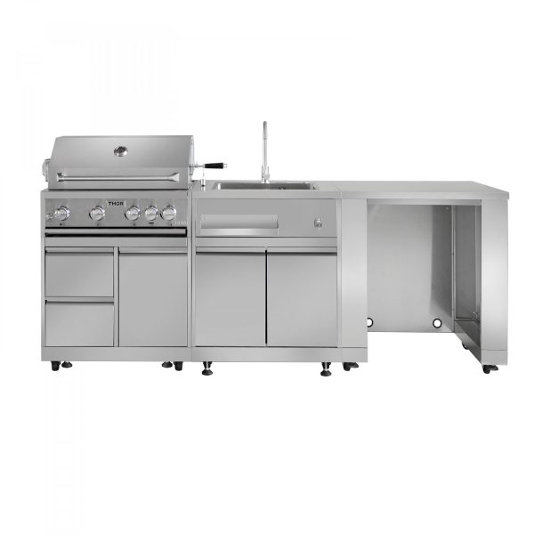 Thor Kitchen 4-Piece Modular Outdoor Kitchen Island Suite w/ 4-Burner Natural Gas Grill (ships as LP w/ NG conversion)