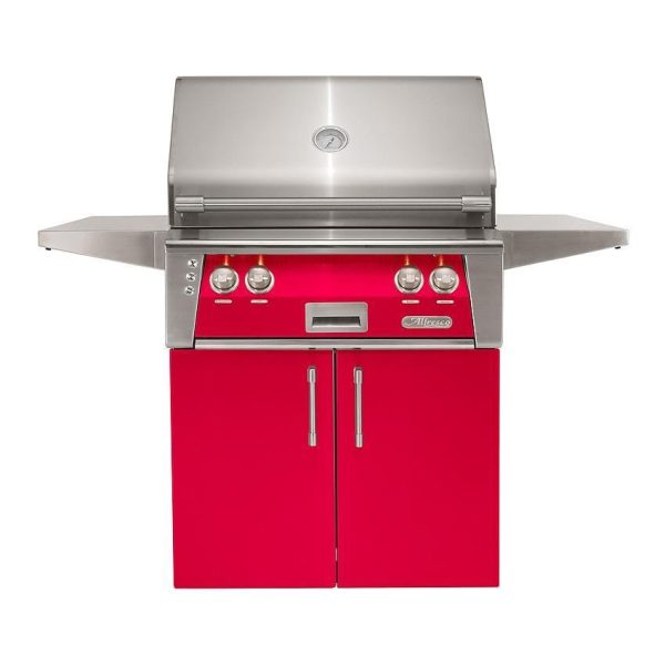 Alfresco ALXE 30-Inch Freestanding Propane Grill With Rotisserie in Raspberry Red - ALXE-30C-LP-S3027