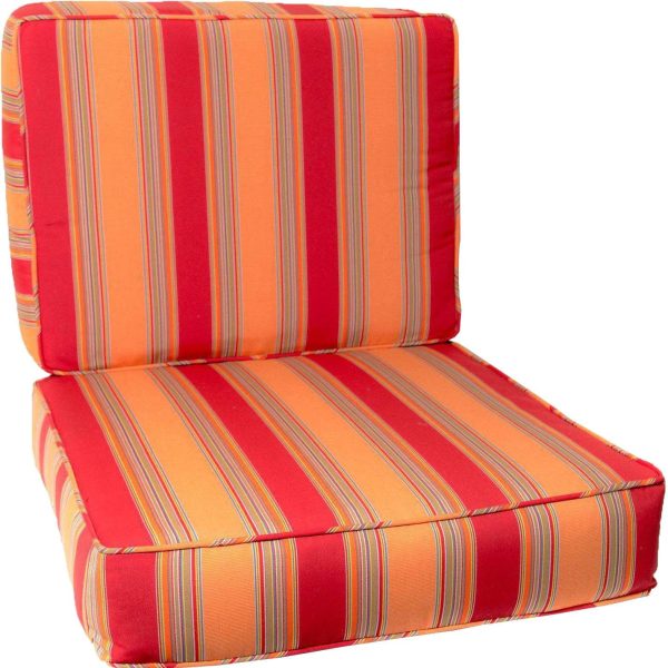 Sunbrella Bravada Salsa Medium Outdoor Replacement Club Chair Cushion Set W/ Piping By BBQGuys Signature