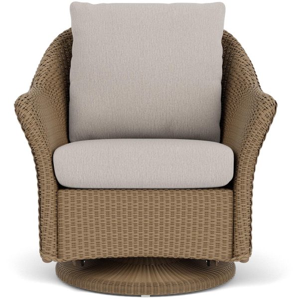 Weekend Retreat Lloyd Loom Swivel Glider Club Chair in Fawn/Remy Cloud by Lloyd Flanders
