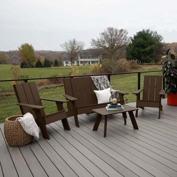 Classical Cove 4 Pc Set Recycled Plastic Seating Set in Weathered Acorn by Lakeview Outdoor Designs