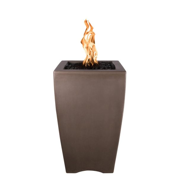 Baston 20 Inch Square GFRC Natural Gas Fire Pit w/ Glow Plug in Chocolate by The Outdoor Plus