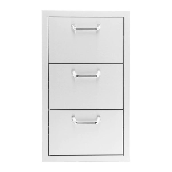 BBQGuys Signature 16-Inch Stainless Steel Triple Access Drawer - Traditional