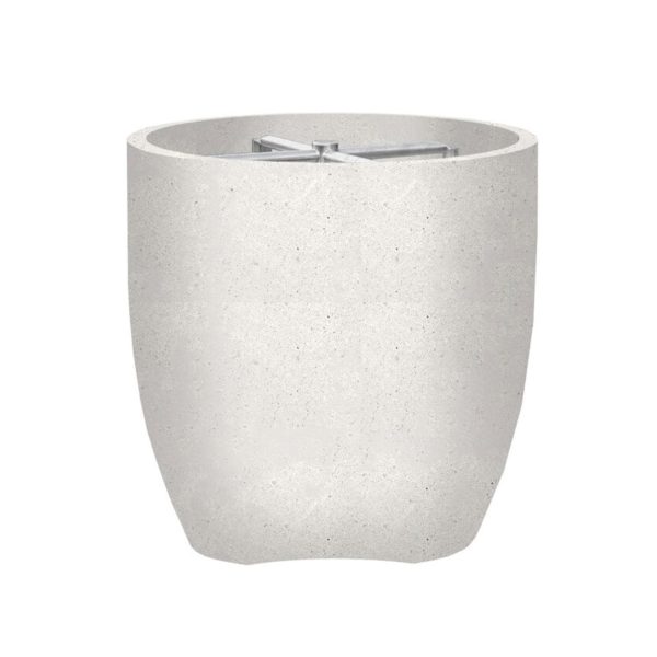 Bloomview 2 24 Inch Round GFRC Propane Fire Bowl in Ultra White by Lakeview Outdoor Designs