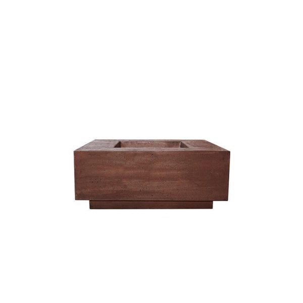 Cascata Bay 42 Inch Square GFRC Propane Fire Pit Table in Cafe by Lakeview Outdoor Designs