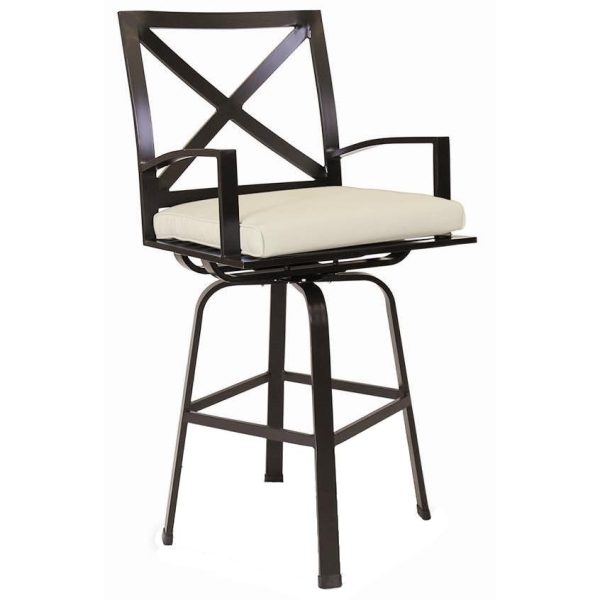 La Jolla Aluminum Patio Swivel Bar Stool W/ Sunbrella Canvas Flax Cushion By Sunset West
