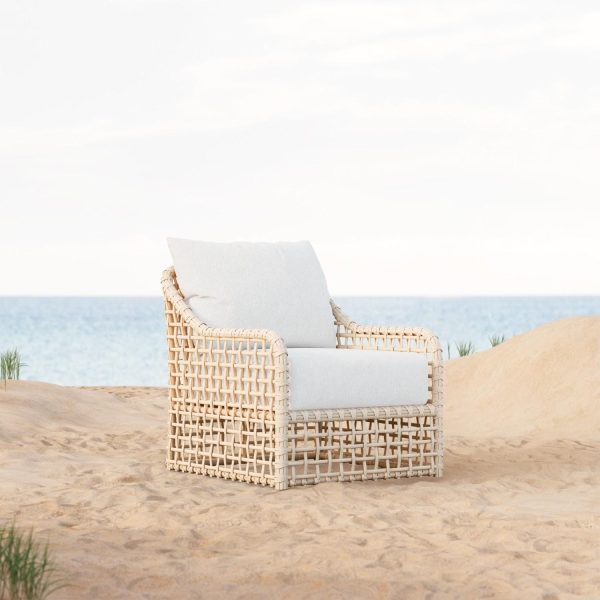 Kiawah Wicker High Back Club Chair in Almond/Cloud by Azzurro Living