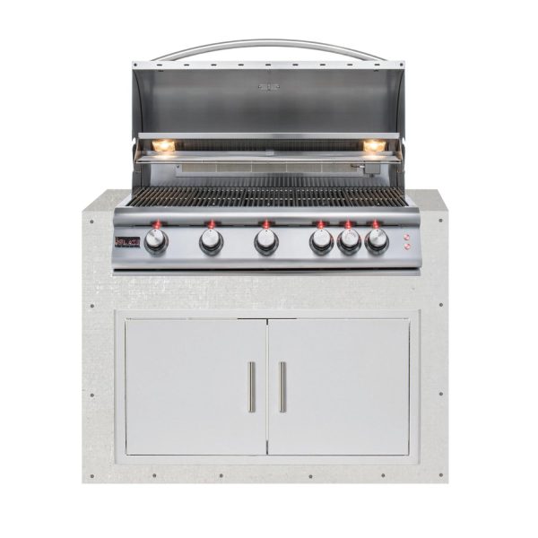 BBQGuys Signature 48-Inch Ready for Finish Outdoor Kitchen Module w/ Blaze LTE 40-Inch Natural Gas Grill & Double Doors