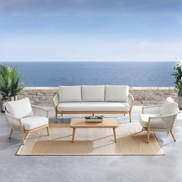 Camellia 4 Pc Aluminum Seating Set W/Beige Cushions by Lakeview Outdoor Designs
