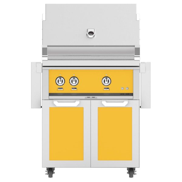 Hestan 30-Inch Propane Gas Grill W/ Sear Burner & Rotisserie On Double Door Tower Cart - Sol - GMBR30-LP-YW