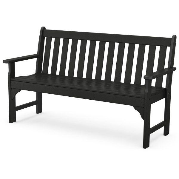 Vineyard 60 Inch Recycled Plastic Bench in Black by POLYWOOD