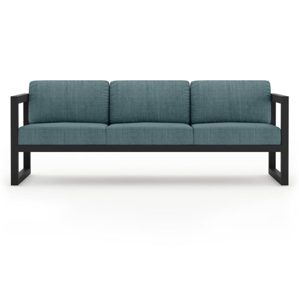 Misty Cove 3 Person Aluminum Sofa in Black/Cast Lagoon by Lakeview Outdoor Designs