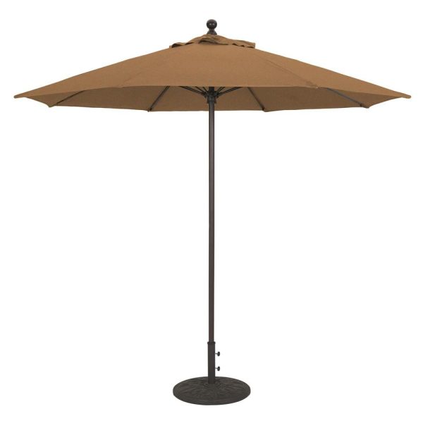 Galtech 9 Ft. Octagonal Aluminum Patio Market Umbrella W/ Push Lift - Black Frame W/ Sunbrella Canvas Teak Canopy