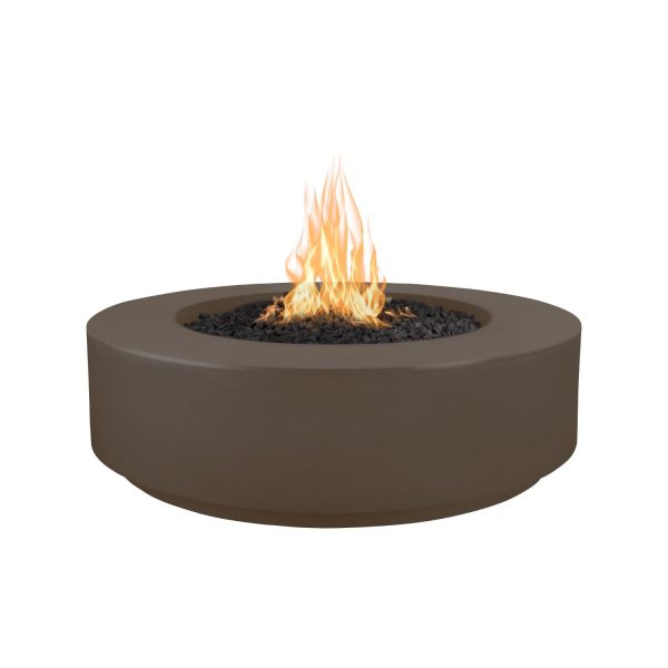 Florence 42 Inch Round GFRC Natural Gas Fire Pit w/ Glow Plug in Chocolate by The Outdoor Plus