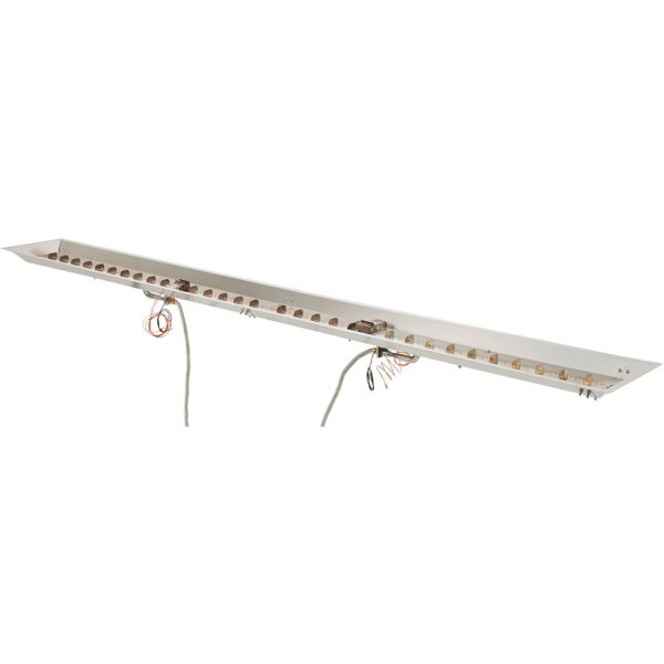 The Outdoor GreatRoom Company Crystal Fire Plus 108 Inch Drop-In Linear 180,000 BTU Propane Fire Pit Burner Kit  - Stainless Steel