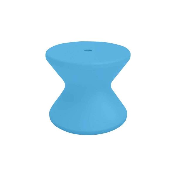 Signature 18 Inch Round Polyresin End Table w/ Umbrella Hole in Light Blue by Ledge Lounger