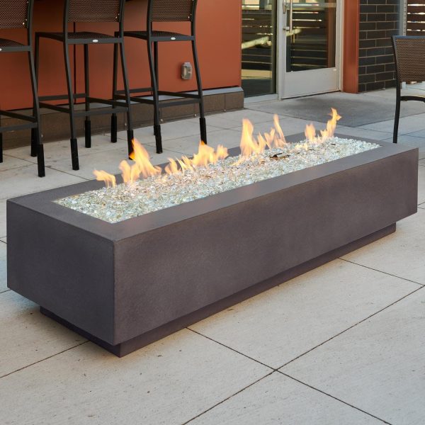 Cove 72 Inch Rectangular GFRC Natural Gas Fire Pit Table in Midnight Mist by The Outdoor GreatRoom Company (Ships As Propane w/ Natural Gas Conversion Kit)