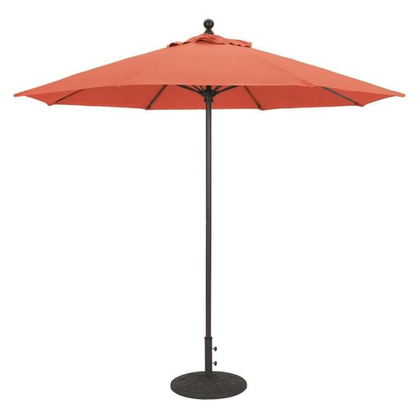 Galtech 9 Ft. Octagonal Aluminum Patio Market Umbrella W/ Push Lift - White Frame W/ Sunbrella Canvas Brick Canopy