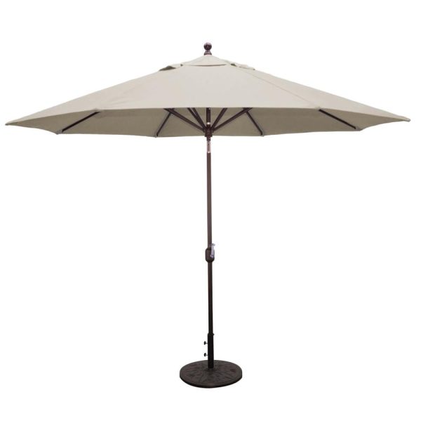 Galtech 11 Ft. Octagonal Aluminum Patio Market Umbrella W/ Crank Lift And Deluxe Auto Tilt - Antique Bronze Frame W/ Sunbrella Canvas Antique Beige Canopy