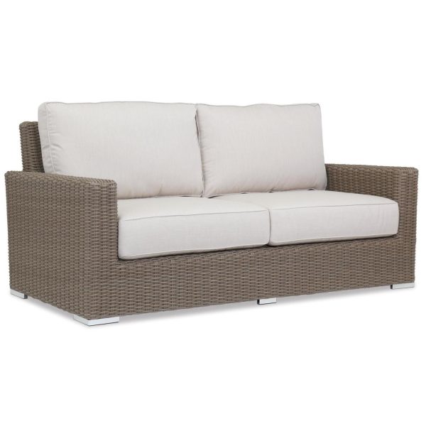 Coronado Wicker Loveseat in Driftwood/Canvas Flax by Sunset West