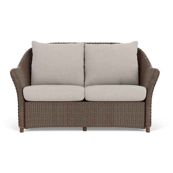 Weekend Retreat Lloyd Loom Loveseat in Bark/Remy Cloud by Lloyd Flanders