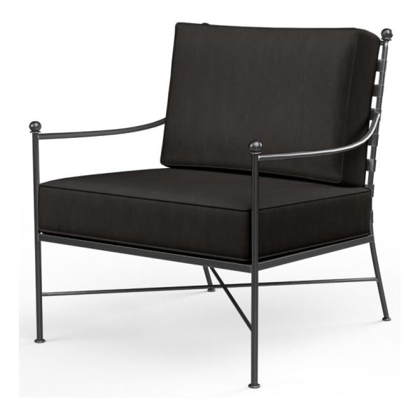 Provence Wrought Iron Club Chair in Pewter/Spectrum Carbon by Sunset West