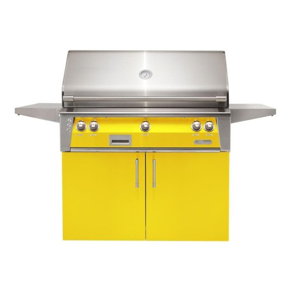 Alfresco ALXE 42-Inch Freestanding Propane Grill With Sear Zone And Rotisserie in Traffic Yellow - ALXE-42SZC-LP-S1023