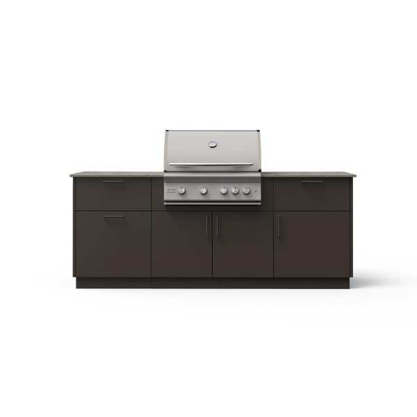 Blaze Sunrise 8-Ft Outdoor Kitchen Island w/ 32-Inch LTE+ Propane Grill in Architectural Bronze w/ Keon Countertop