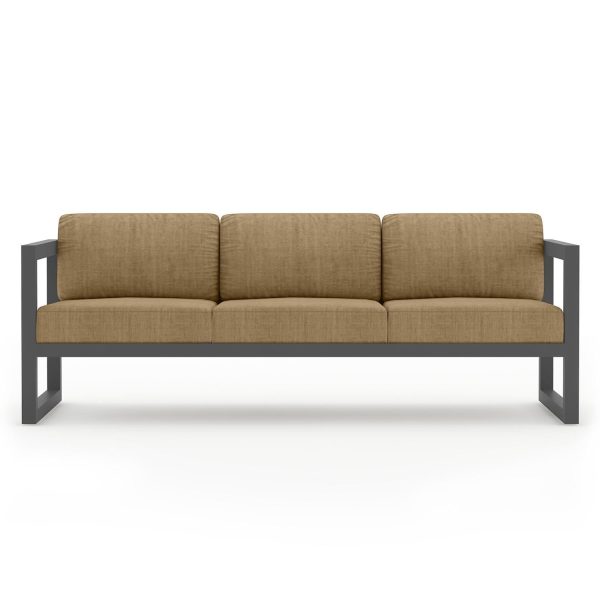 Misty Cove 3 Person Aluminum Sofa in Slate/Heather Beige by Lakeview Outdoor Designs