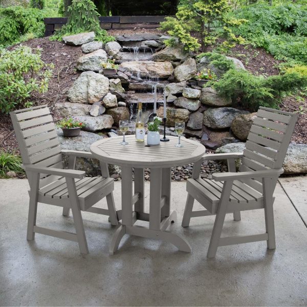 Elm Pointe 3 Pc Recycled Plastic Round Dining Set in Harbor Gray by Lakeview Outdoor Designs