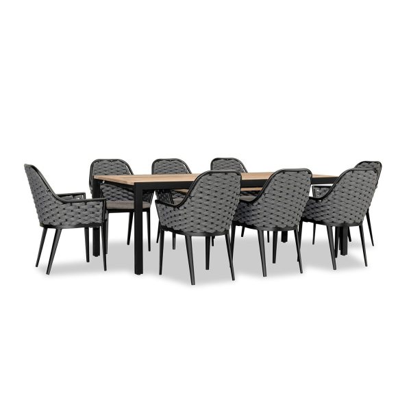 Chloe Bay 9 Pc Reclaimed Teak Dining Set in Black by Lakeview Outdoor Designs