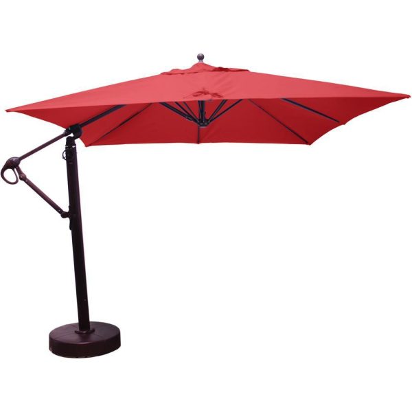 Galtech 10 X 10 Ft. Square Aluminum Patio Cantilever Umbrella W/ Easy Lift And Easy Tilt Wheel - Antique Bronze Frame W/ Sunbrella Canvas Jockey Red Canopy