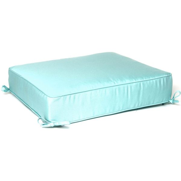 Sunbrella Canvas Glacier Medium Outdoor Replacement Ottoman Cushion W/ Piping By BBQGuys Signature
