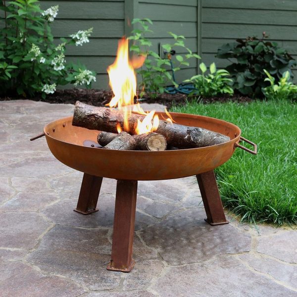 24 Inch Round Cast Iron Wood-Burning Fire Bowl in Rust by Ultimate Patio