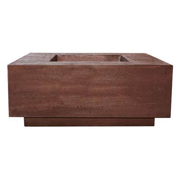 Cascata Bay 42 Inch Square GFRC Natural Gas Fire Pit Table in Cafe by Lakeview Outdoor Designs