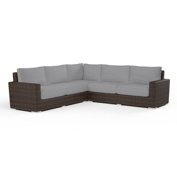 Montecito 3 Pc Wicker Patio Sectional Sofa in Canvas Granite w/ Self Welt By Sunset West