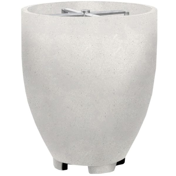Bloomview 1 24 Inch Round GFRC Natural Gas Fire Bowl in Ultra White by Lakeview Outdoor Designs
