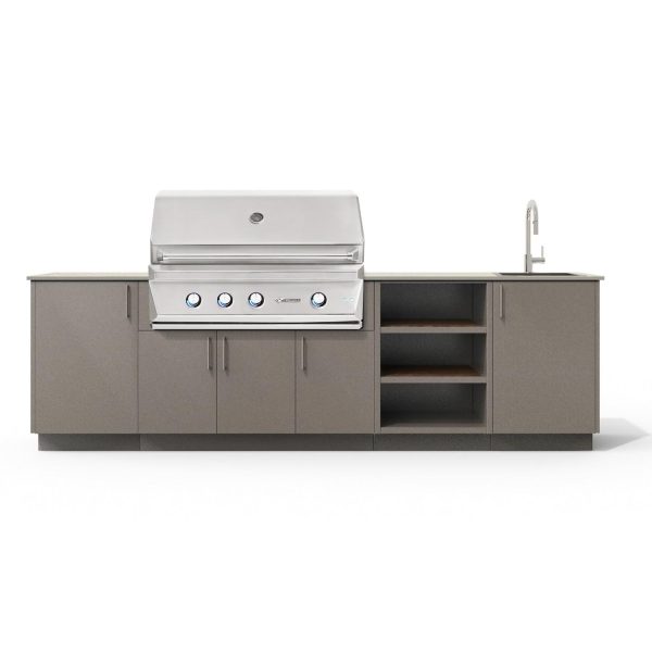 Urban Bonfire Mist 42 Outdoor Kitchen w/ Twin Eagles Propane Grill, Sink, Danae Dekton Countertop & Clay Finish - B-Mist-42-TwinEagles-Danae-Clay