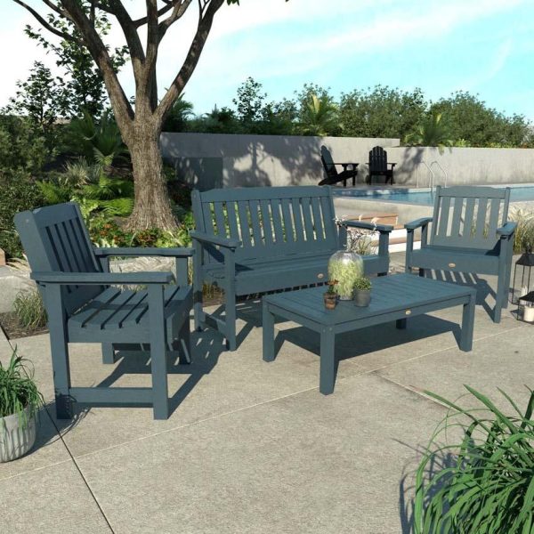 Hart Lane 4 Pc Set Recycled Plastic Seating Set in Nantucket Blue by Lakeview Outdoor Designs