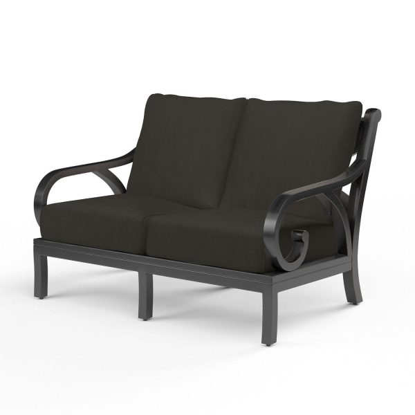 Monterey Aluminum Patio Loveseat in Spectrum Carbon w/ Self Welt By Sunset West