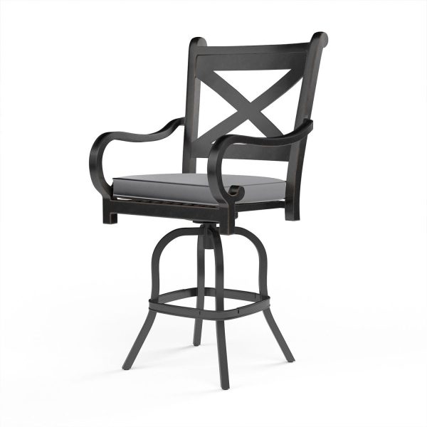 Monterey Aluminum Patio Bar Stool in Canvas Granite w/ Self Welt By Sunset West