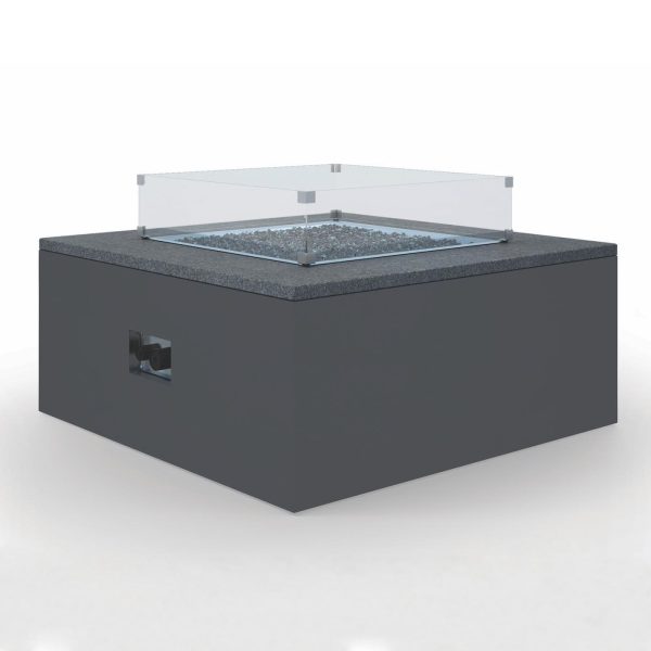 Bazaar 42 Inch Square Aluminum Propane Fire Pit Table in Gray by Sunset West