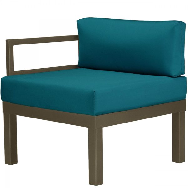 Ashbee Aluminum Sectional Left Arm Club Chair in Textured Beachwood/Peacock by Telescope Casual
