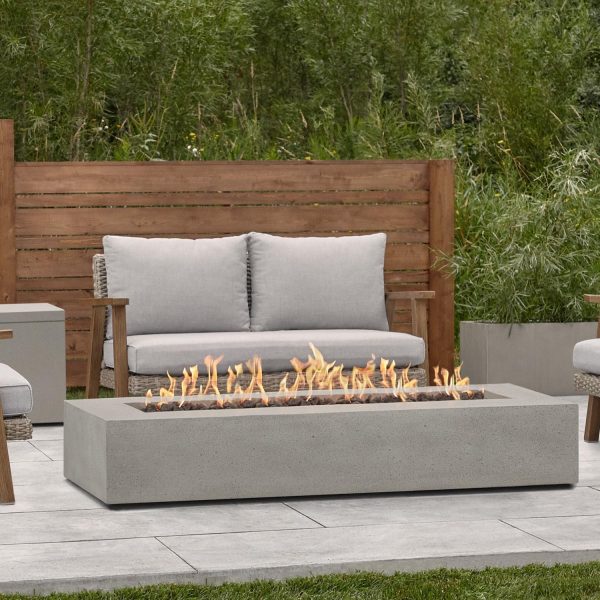 Hillview Bay 72 Inch Rectangular GFRC Propane Fire Pit Table in Flint by BBQGuys Signature
