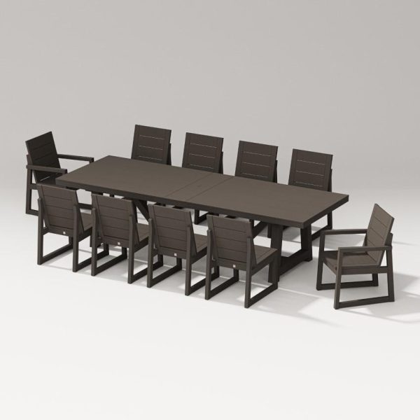 Elevate 11 Pc A-Frame Table Dining Set in Vintage Coffee By PW Designer Series