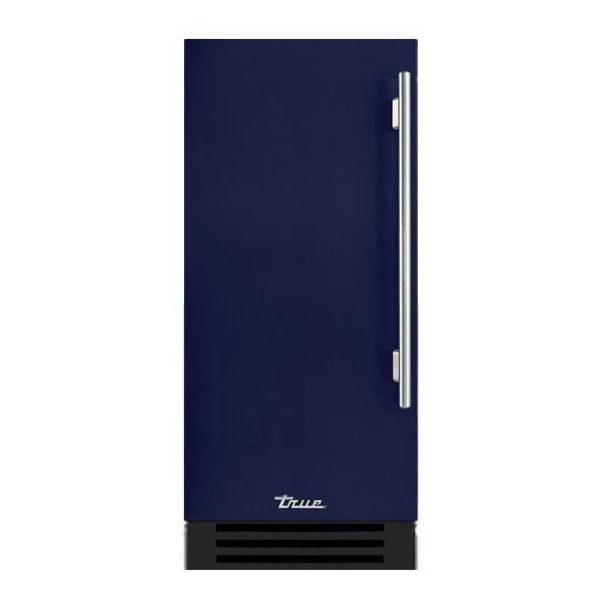 True 15 Inch 85 Lb. Left Hinge Outdoor Ice Maker - Cobalt w/ Stainless Steel Handle - TUI-15-L-OP-D~DSK-078-H04