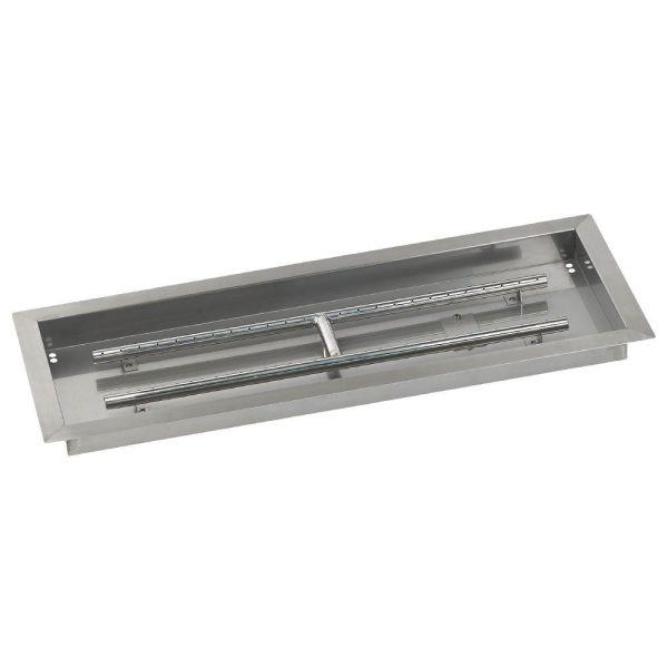 BBQGuys Signature 30 X 10-Inch Stainless Steel Rectangular Drop-In Pan W/ Built-In Natural Gas H-Burner - SS-AFPP-30
