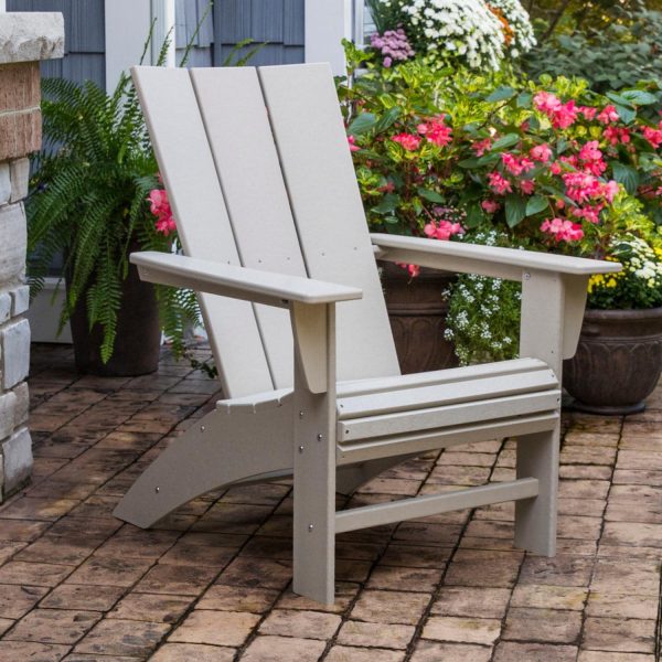 Modern Recycled Plastic Curveback Adirondack in Sand by POLYWOOD