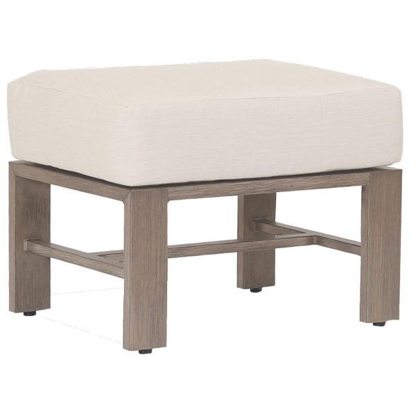 Laguna Aluminum Ottoman in Driftwood/Canvas Flax by Sunset West